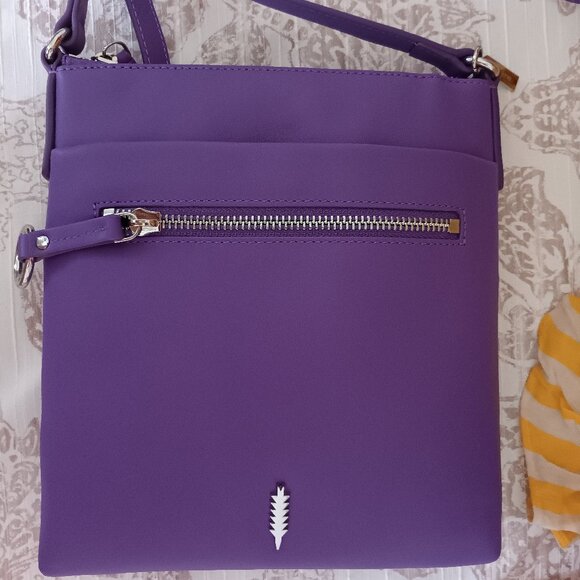 Women's Purple Leather Crossbody Handbag by Thacker NYC - Picture 1 of 7